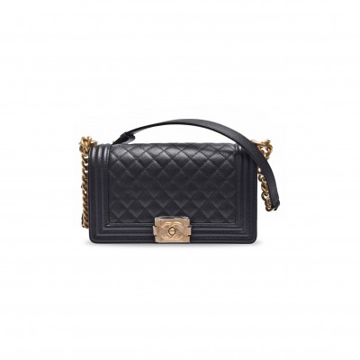 CHANEL CAVIAR MEDIUM QUILTED BOY FLAP BLACK A67086-2 (25*15*8cm)